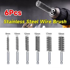 6Pcs Stainless Steel Wire Pipe Clean Brush Drill Attachment Round Tube Brushes
