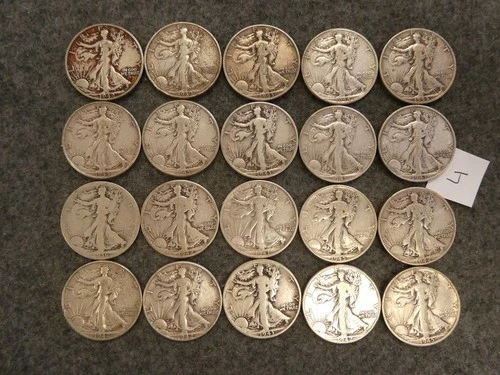 20 pc Walking Liberty Half Dollar 90% Silver $10 face lot J ships FREE