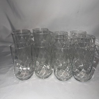 Lot Of 12 Vintage Libbey Optic Swirl Clear Glasses  - Tumblers 3 Sizes Of 4