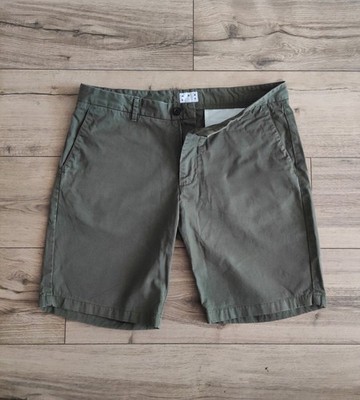 Asket Mens Organic Cotton Dark Green Chino Shorts Size 33 Slim