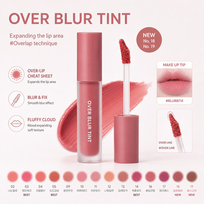 PERIPERA Over Blur Tint #10 Best Rose 3.5g Liquid Lip Tint