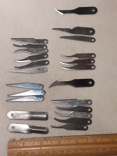 Huge lot Warren Tool Co. Wood Carving Knife Set 3 Handles Extra Blades Chisels - Picture 5 of 21