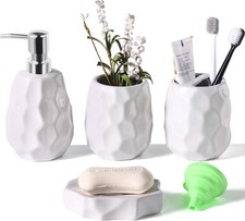 Ceramic Bathroom Accessories Set 4 PCS,Bathroom Toothbrush Holder Set,Soap and