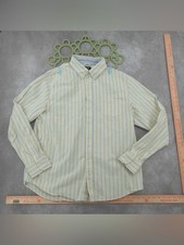 Chaps Men's Pale Yellow Button-Down with Light Blue Stripes