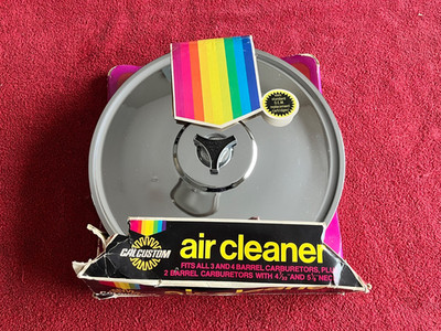 NOS CAL-CUSTOM 13-1/2  CHROME OPEN ELEMENT AIR CLEANER ASSEMBLY