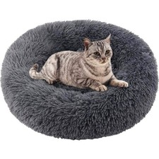 Hundebett, Katzenbett, Plüsch, rund, Waschbar, 60cm Haustierkissen