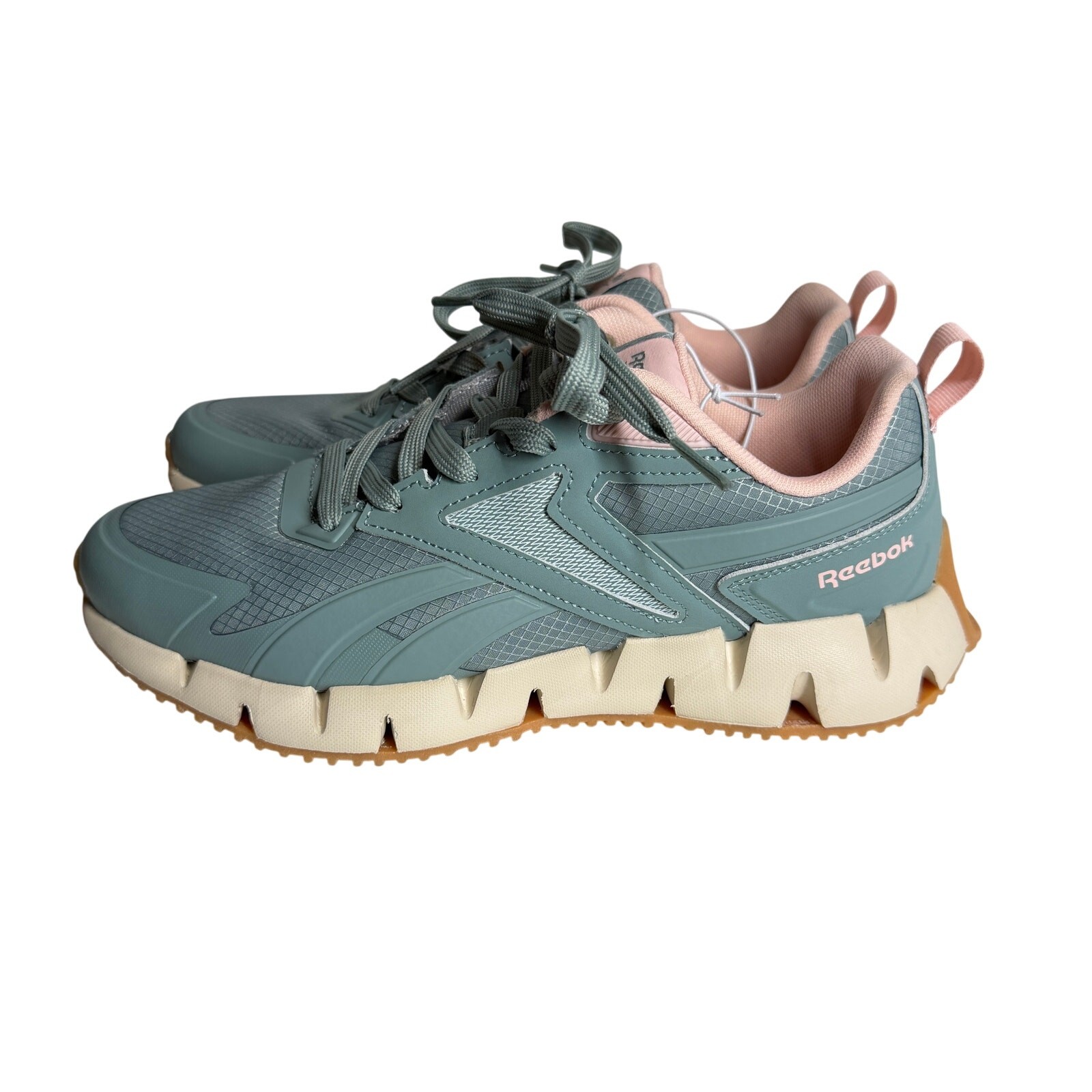 NWOT Reebok Zig Dynamica STR Running Shoes Leather Mint Green & Chalk women 9 thumbnail 5