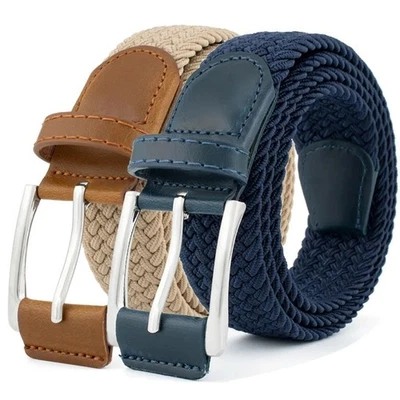 Ceinture à boucle ardillon en alliage tissé et respirant, idéale pour hommes et - Photo 1/4