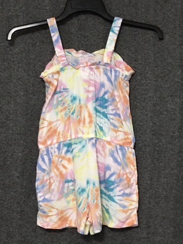 Cat & Jack Girl's XS (4/5) Rainbow Tie Dye Pocket Sleeveless Romper Shorts - Picture 9 of 9