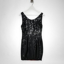 Vintage 90s NECESSARY OBJECTS Black Sequin Sleeveless Dress M