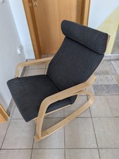 IKEA Schaukelstuhl Poäng  UND Hocker  mit Polstern in Anthrazit-Birke
