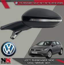 Volkswagen Golf Mk7 Mk7.5 2013-2020 Left Passenger Wing Mirror Black 15 Pin OEM