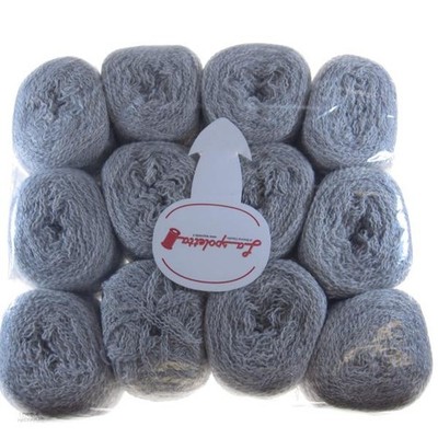 KNÄUEL WOLLE/ACRYL/POLYESTER PERLGRAU MIT EISENKLINGEN 3,5/4 600g LA21354
