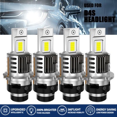4X D4S LED Headlight Bulb Conversion Kit 4900LM Super Bright Replace Xenon HID V