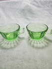 Anchor Hocking Green Block Optic Uranium Depression Glass Cups 2 B7