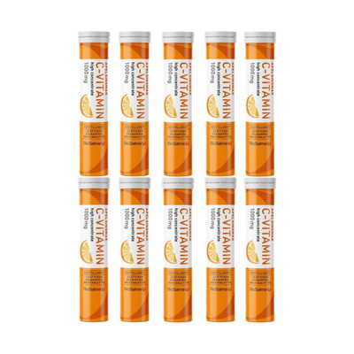 10-pack BioSalma Vitamin C 1000mg Orange 20 Effervescent Tablets Sugar Free