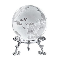 60mm World Globe Crystal Earth Ball Paperweight with Stand Glass Sphere Display