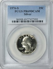 1976 S 25C Silver Washington Quarter Proof PCGS PR69DCAM