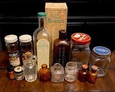 Lot Of 15 Vintage Bottles W/ “Poison” And Standard Motor Products Jar
