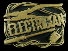 SJ07129 VINTAGE 1980 **ELECTRICICAN** SOLID BRASS BARON BELT BUCKLE