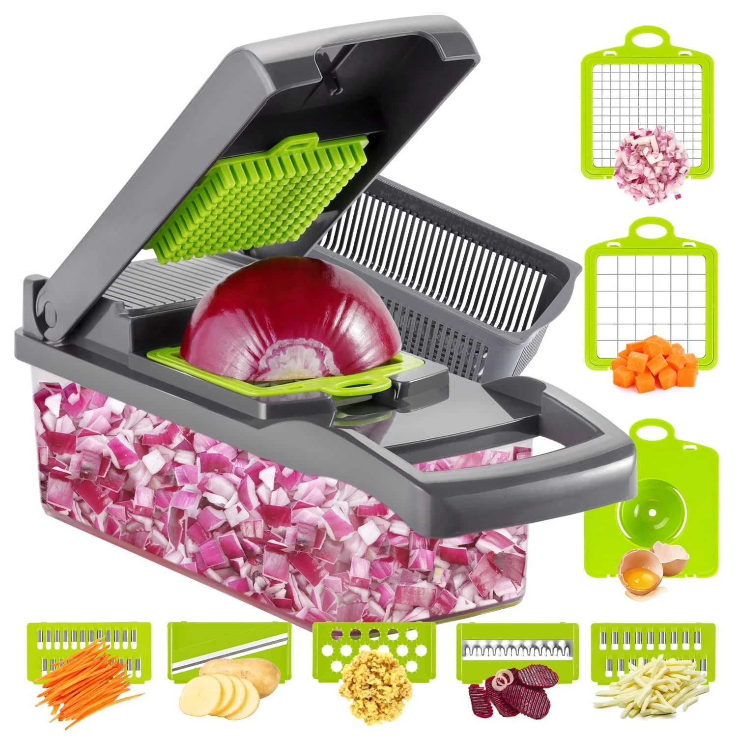 Vegetable Chopper Onion Cutter, 12 in 1 Professional Mandoline Slicer for Kit...