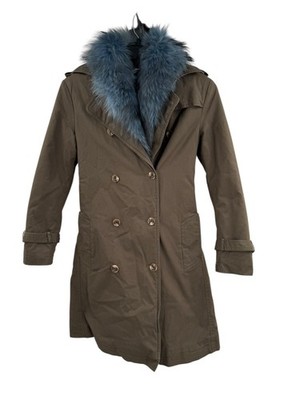 Liu Jo Padded Women's Green Sz 40 US XS Padded Fur Trim Parka Coat