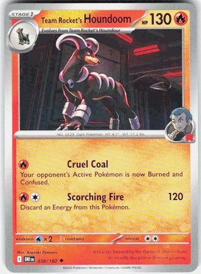 Team Rocket's Houndoom 038/182 Uncommon Destined Rivals Pokemon Lightly Played