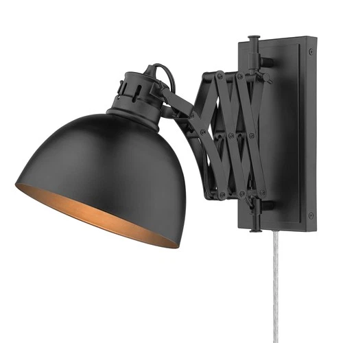 Hawthorn 1 Light Articulating Wall Sconce Matte Black with Matte Black Shade-... - Picture 1 of 7