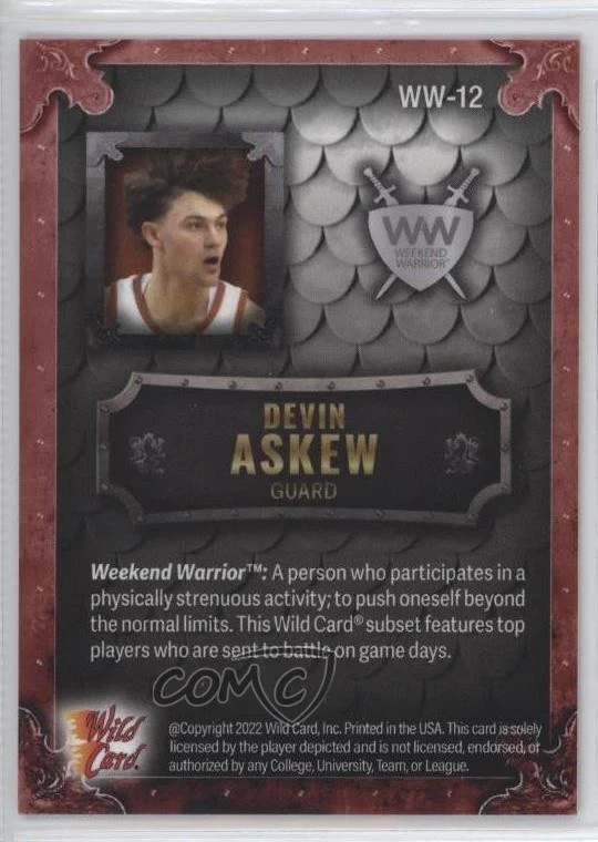 2022 Matte Draft Chase Red - Silver Frame / Orange /75 Devin Askew #WW-12 Shield - Image 2 of 2
