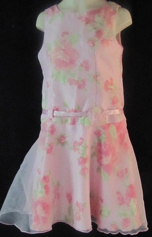 George Sleeveless Pink Dress with Roses Size 14