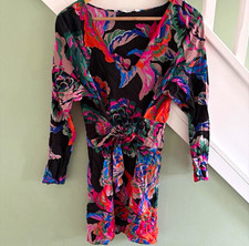 Zara Women’s Multicoloured Floral Wrap Dress V-Neck Long Sleeve Belted M
