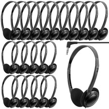 Kids Classroom Headphones Bulk 25 Pack Wholesale Wired Earphones for School Teen