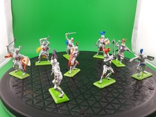 Lot of 9 Britains Deetail Silver Knights On Foot - All Different Poses
