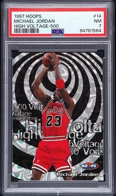 1997-98 SkyBox Hoops MICHAEL JORDAN #14 High Voltage 500 - /500 PSA 7 RARE  