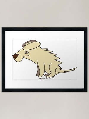 Light Tan Doodle Dog Framed Art Pri Framed Wall Art Poster Canvas Print Picture