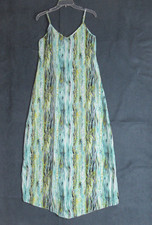 Shein Dress Womens Medium Green Geometric Spaghetti Strap Resort Beach Maxi