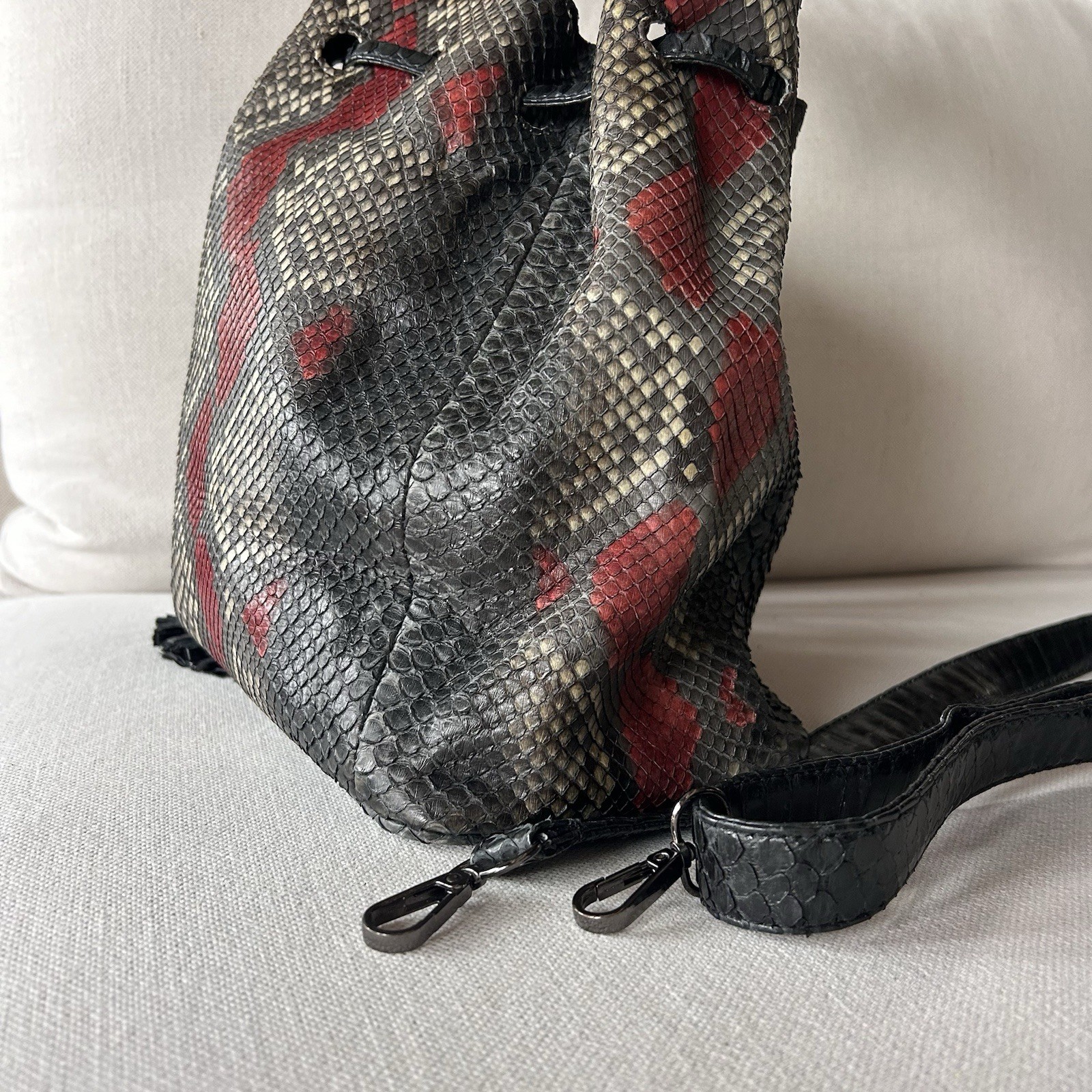 Womens Genuine Everglades Python Bucket Crossbody… - image 6