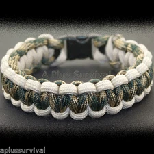Desert Sand & Woodland Camo Paracord Rope Survival Bracelet Made in the USA