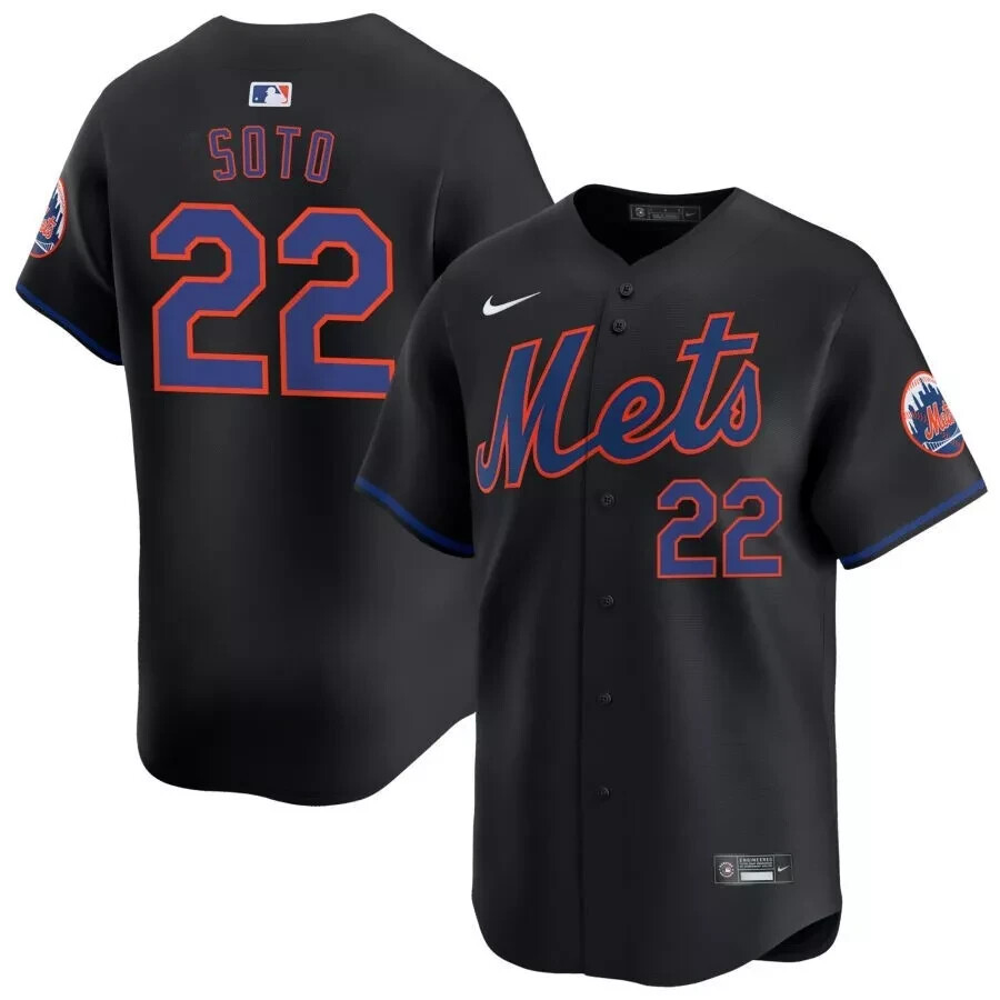 ニューヨークメッツ ユニフォーム ソト 黒 New York Mets Juan Soto #22 White or Black Officially