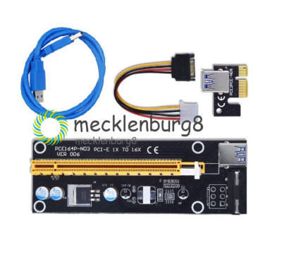 PCI-E Express 1x To 16x Extender Riser Board Card USB 3.0 Adapter Power Cable
