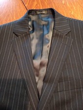 Lauren Ralph Lauren 42R 100 Wool Blue Pinstripe Single Breast Jacket Blazer
