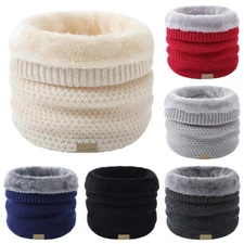 Neck Warmer Scarf Soft Knitted for Women Men Warm Winter Outdoor Plush Lining