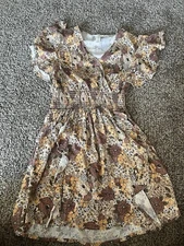 Jessica Simpson Women’s Harmony Tiered Floral Orange  Dress Small