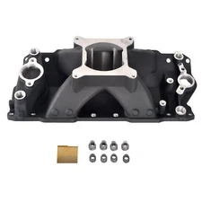 Intake Manifold Single Plane Black for 1957-1995 Small Block Chevy SBC 350 400