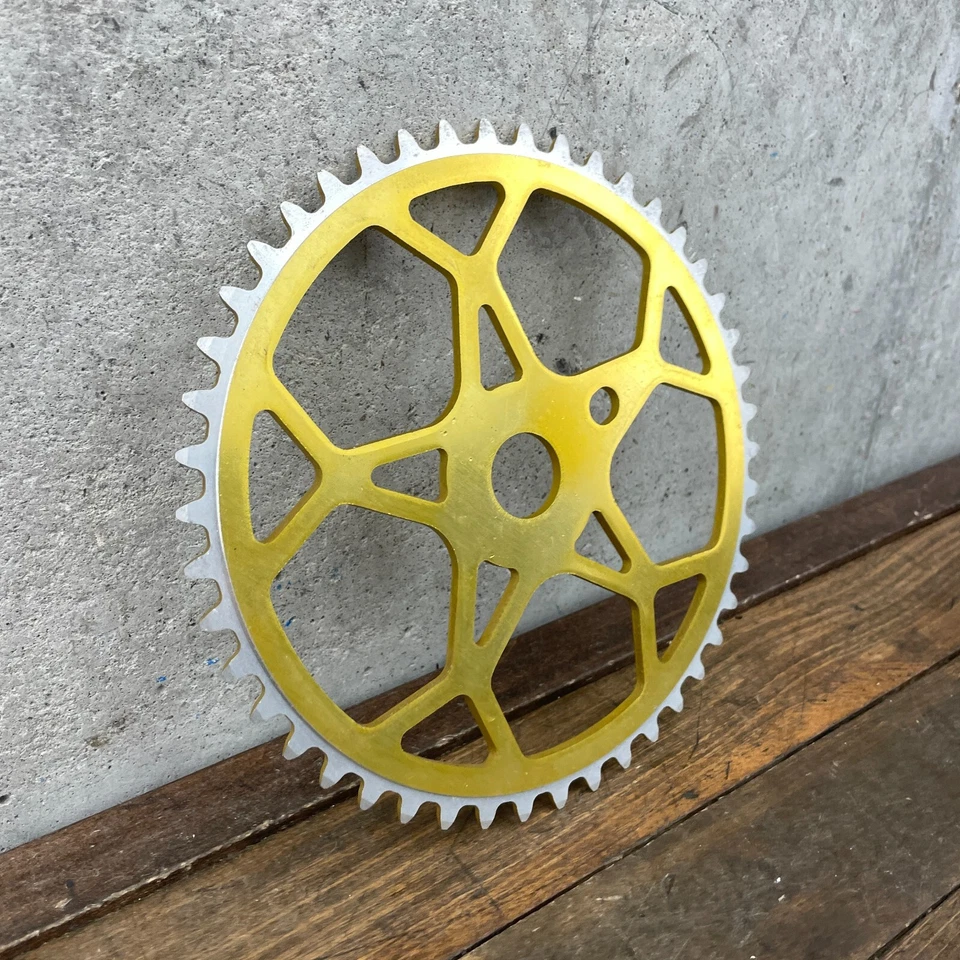 Roda dentada BMX vintage 45t ouro floco de neve liga NOS old school BMX 45 dentes anos 80 - Imagem 2 de 4