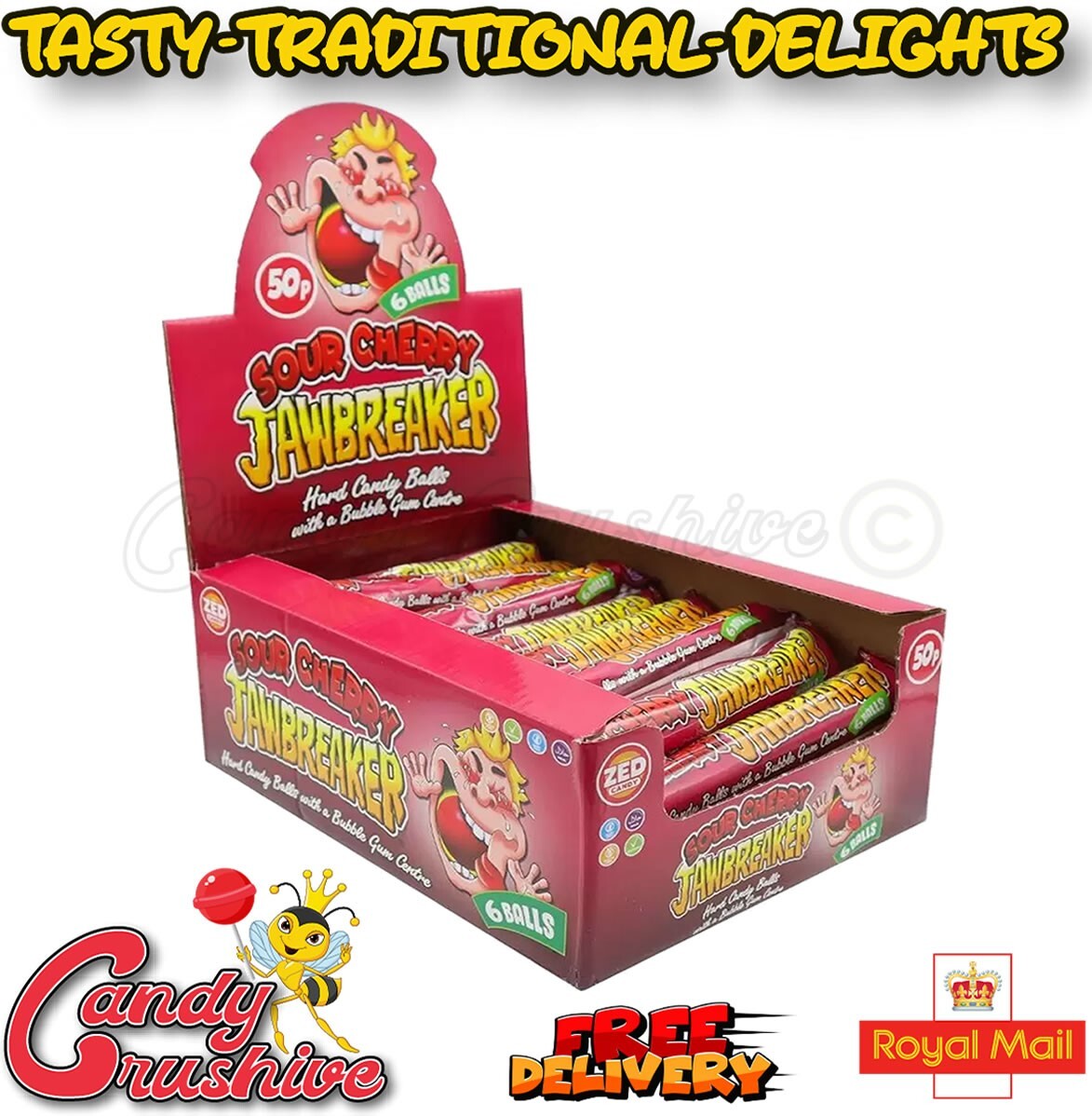 ZED CANDY SOUR CHERRY JAWBREAKER Veg Halal Chewing Gum Bag Filler