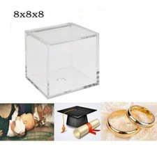 24 PEZZI SCATOLA PLEXIGLASS BOMBONIERA 8X8X8 CONFETTATA SCATOLINA CONFETTI SPOSI