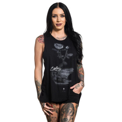 Sullen Art Collective Clothing Tank Top mit Schnürung - Fallen Crow Tattoo Krähe