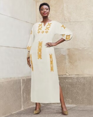 Size 16 Ashro Porsha Applique White Gold Formal Wedding Church