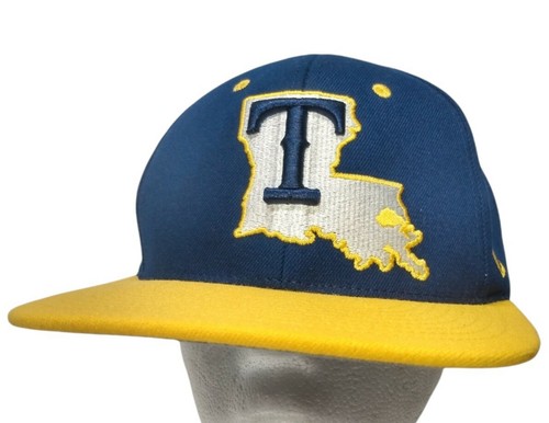 Fitted Hat Baseball Cap blue Yellow Tag 